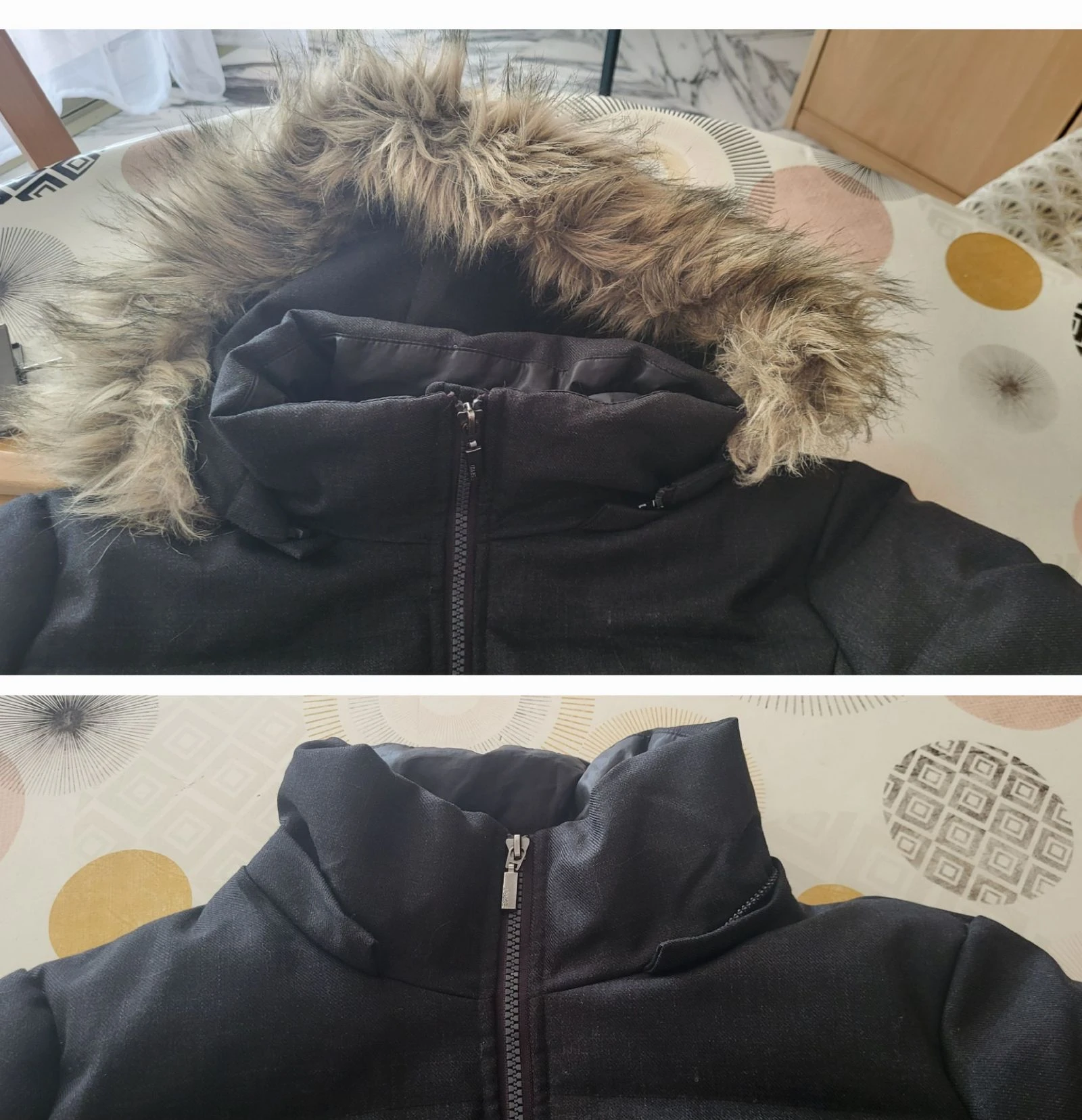 Esprit Casaco de penas TL/T40-Cinza-Capuz de imitação de pelúcia removível-Corte reto com penas – photo 8